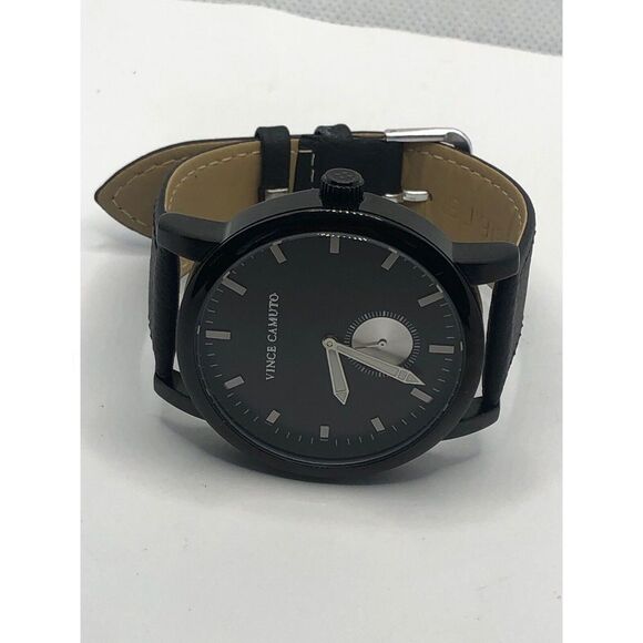 Vince Camuto Unisex Black Leather Digital Black Dial Quartz Genuine Watch OP209 - Picture 5 of 9